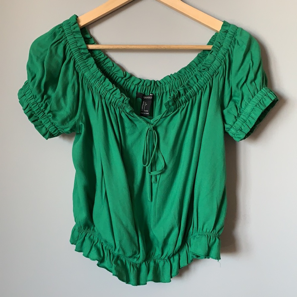 Forever 21 // Kelly Green Off the Shoulder Top